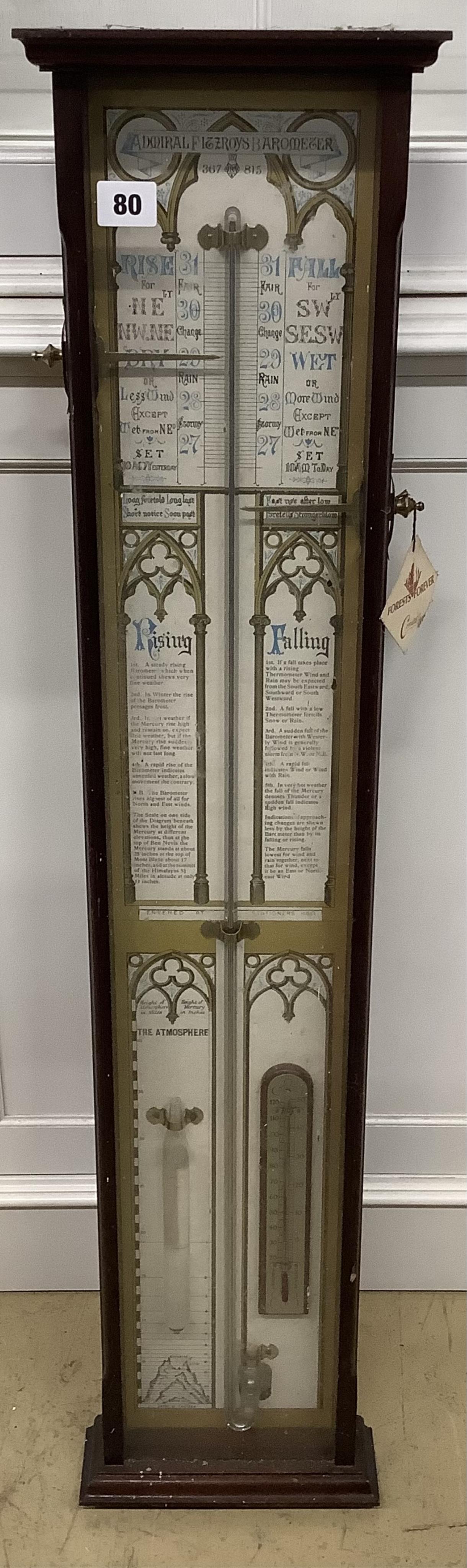 A modern Admiral Fitzroy barometer, height 96cm. Condition - fair